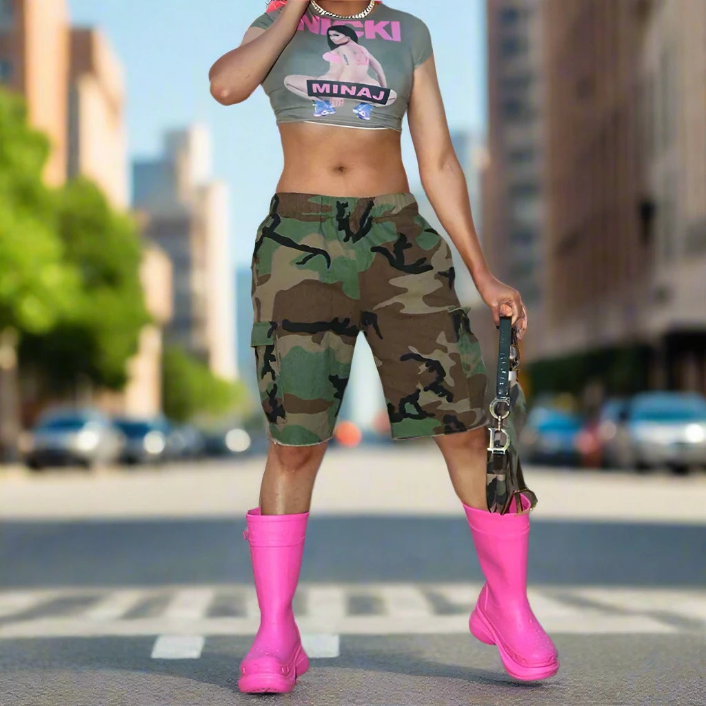Tanya Cargo Camo Shorts