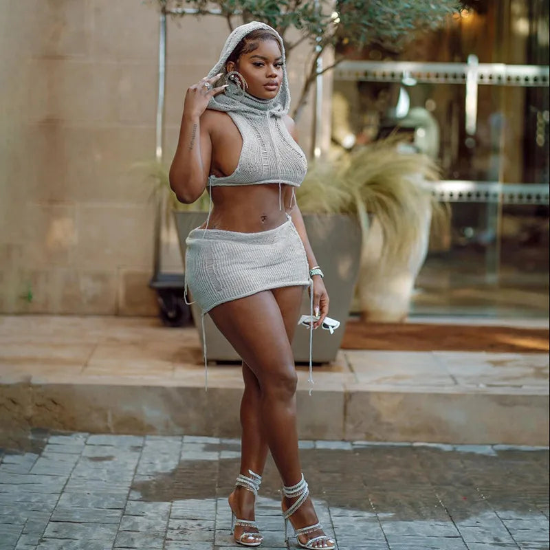 Lori Hooded Skirt Set