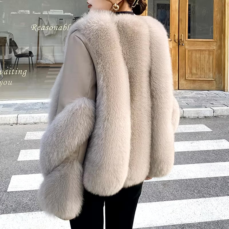 Ashley - Leather and Fox Fur Jacket