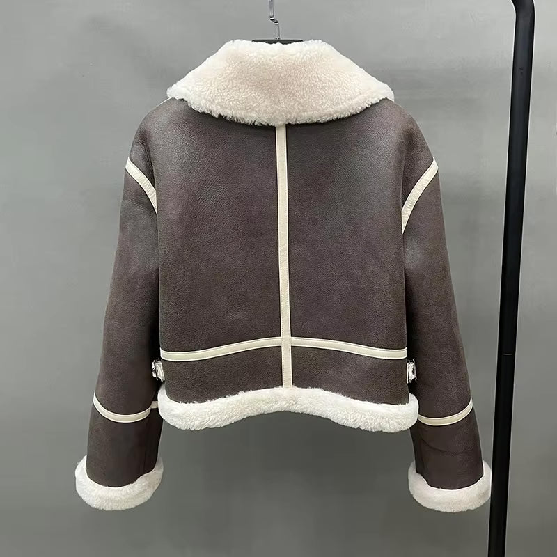 Monica - Brown Leather Shearling Jacket