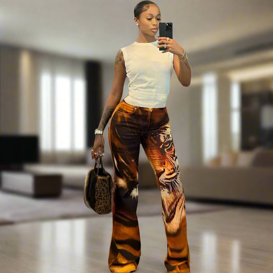 Gloria Tiger Print Pant