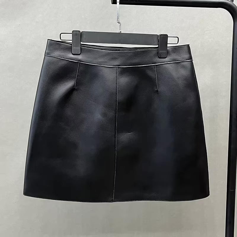 Daija - Front Pocket Leather Skirt