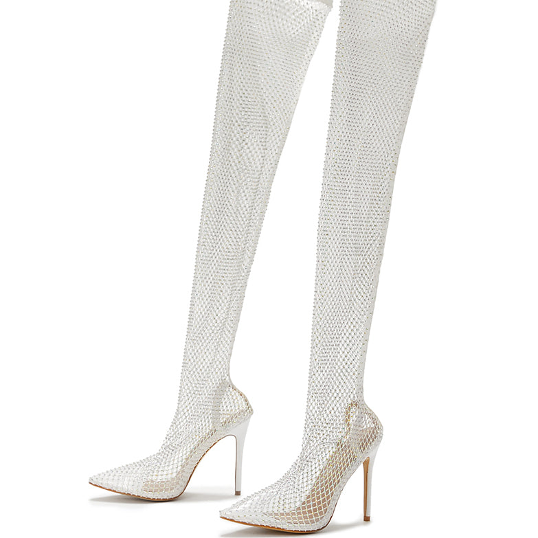 Amina - Over The Knee Mesh Boots