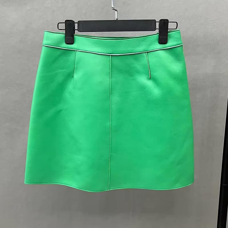 Daija - Front Pocket Leather Skirt