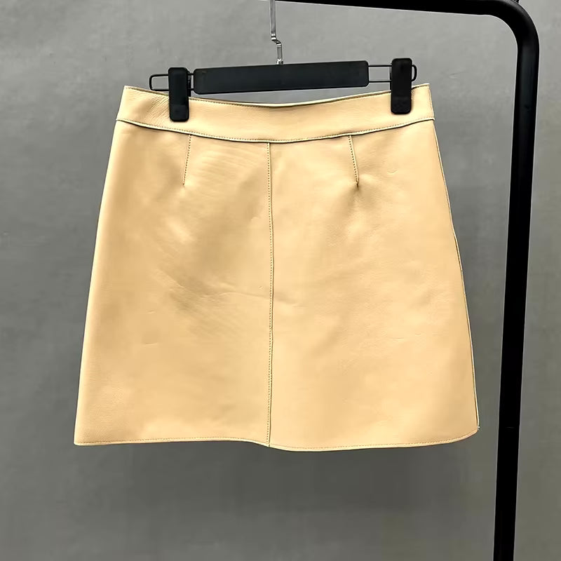 Daija - Front Pocket Leather Skirt