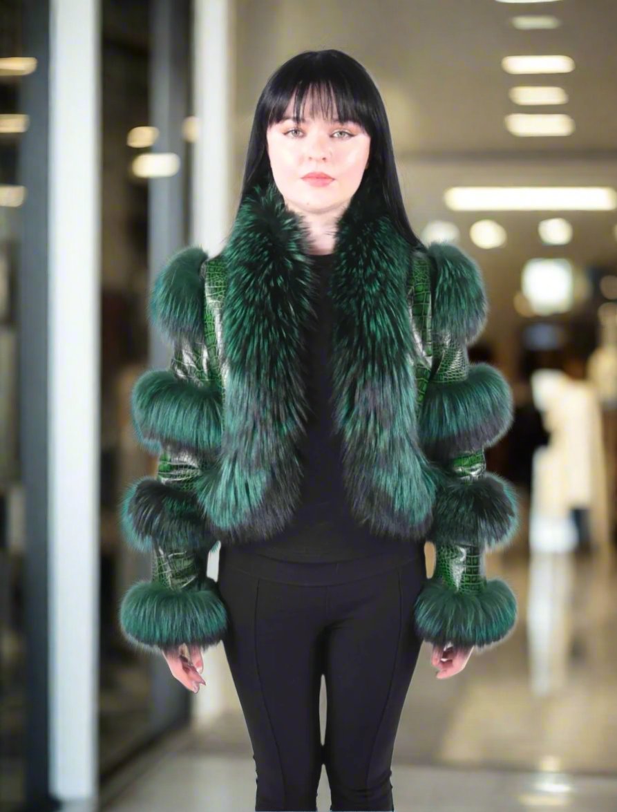 Nicole - Crocodile Leather and Fur Jacket