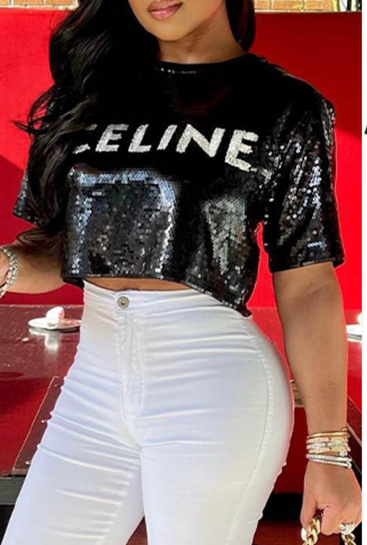 Salene - Sequin Crop Top