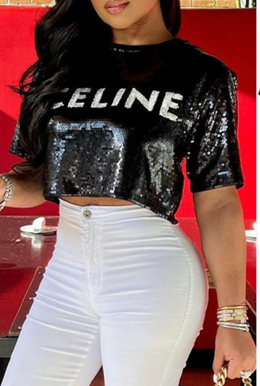 Salene - Sequin Crop Top